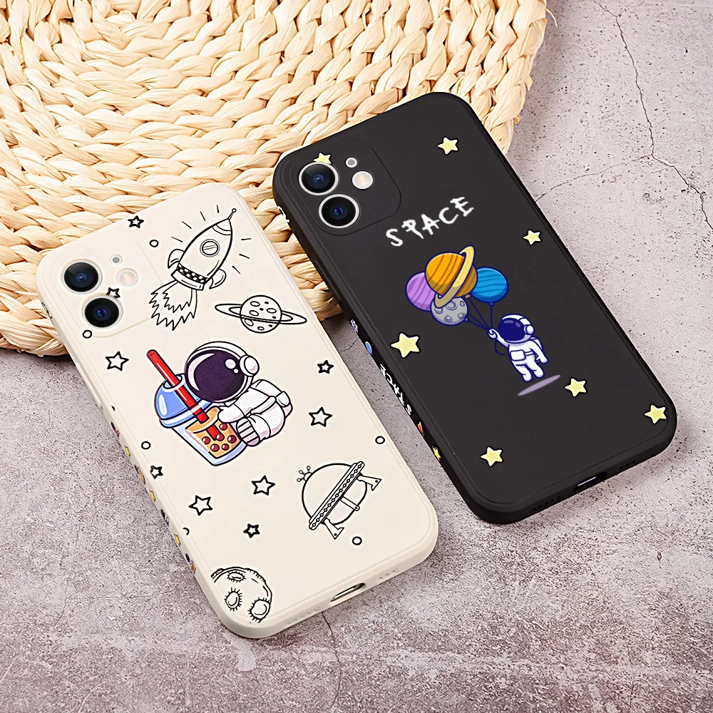 Силиконовый чехол для iPhone 12 из ТПУ защитный 11 13 Pro Max с принтом космоса астронавта