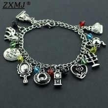 ZXMJ красота и чудовище DIY Браслеты с подвесками Моана чайник зеркало с розами часы в виде замка Лев гарпун символ для женщин ювелирные изделия подарки