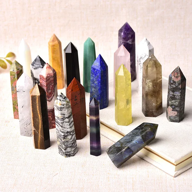 30 Color Natural Stones Crystal Point Wand Amethyst Rose Quartz Healing Stone Energy Ore Mineral Crafts Home Decoration 1PC 1