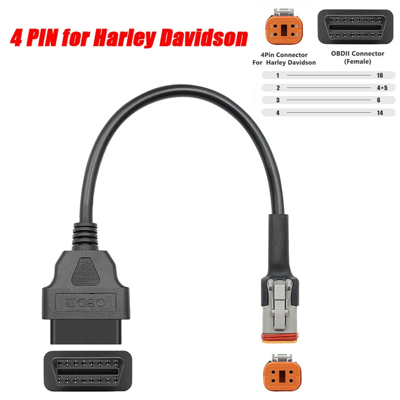 Cavo Adattatore Per Scanner Diagnostico Per Moto Da 4 Pin A Obd2 Per Har-Ley Moto Elm327 Scanner Obd Programmazione Codice Di Lettura Ecu