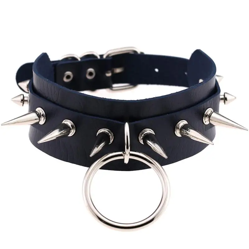 Collana Punk In Pelle Con Punte Metalliche HZman – Regalo Unisex In Confezione Regalo
