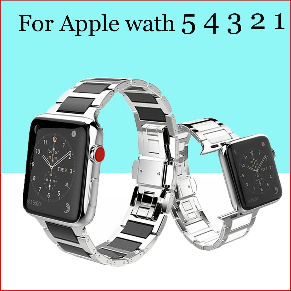 Ремешок из нержавеющей стали для Apple watch band 5 4 3 2 1 44 мм 40 iWatch 42 38 керамический