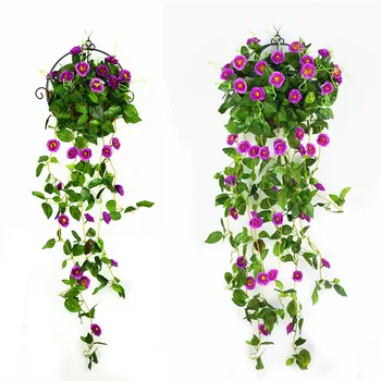 

Manufacturers Direct Selling Model Rose Wall Hanging Plastic Flowers Green Leaf Rattan Rose Chlorophytum Wall Hangers Decorative