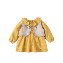 Детские платья для девочек с длинными рукавами и принтом платья для детей Костюмы девочек Повседневное школьная одежда От 0 до 5 лет