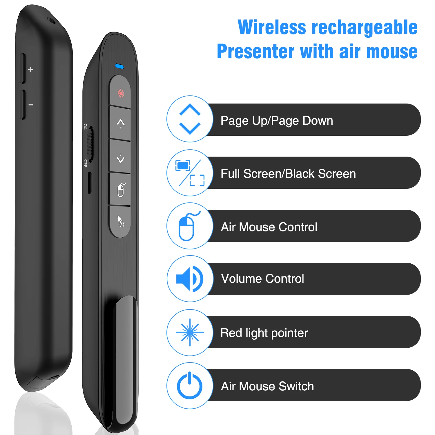 2.4GHz PowerPoint PPT Remote Control Clicker Zoweetek Wireless Presenter with Mouse Functions and Red Laser 