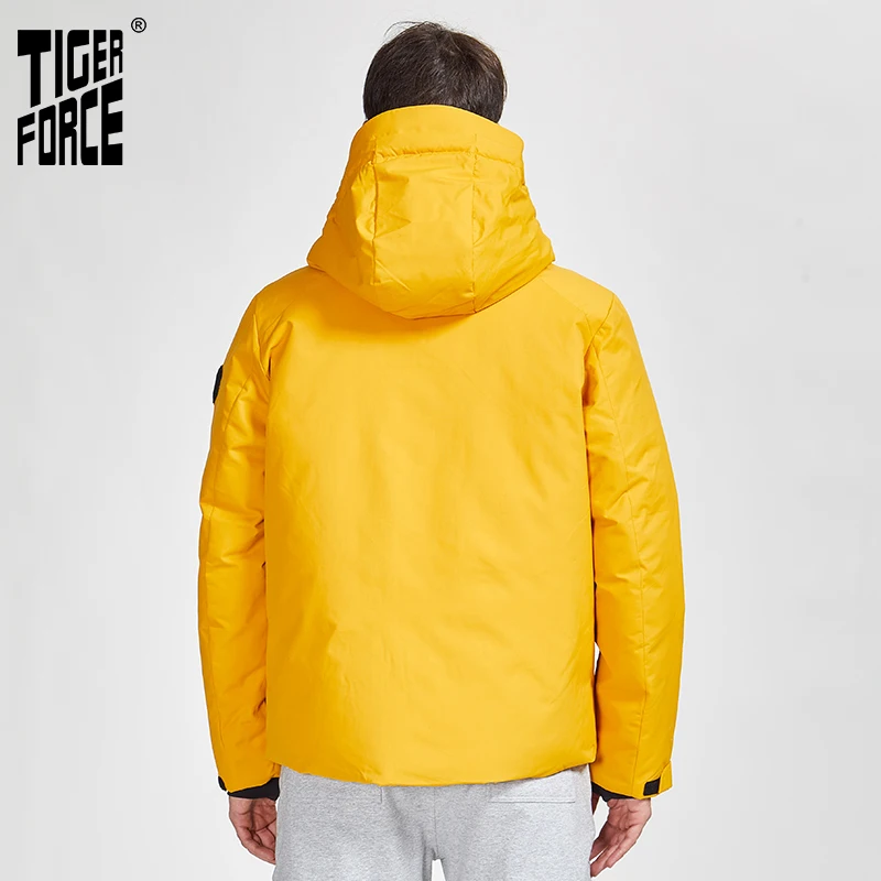 Новинка 2020 зимняя куртка TIGER FORCE для мужчин желтое теплое пальто с капюшоном