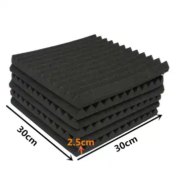 

New 12Pcs 300X300X25mm Soundproofing Acoustic Foam Tiles Noise Sound-Absorbing Sound Treatment Studio Room Absorption Tiles Foam