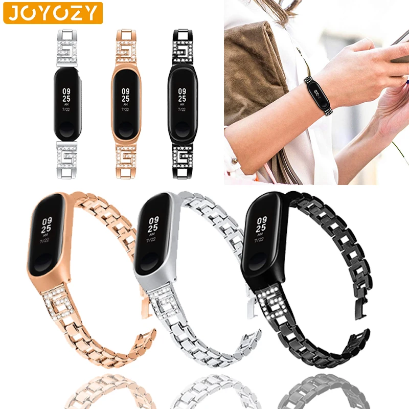 Новинка Joyozy, бриллиантовый изысканный красивый ремешок для mi band 3/4, модный тонкий ремешок из нержавеющей стали для xiaomi 3 4, ремешок для часов