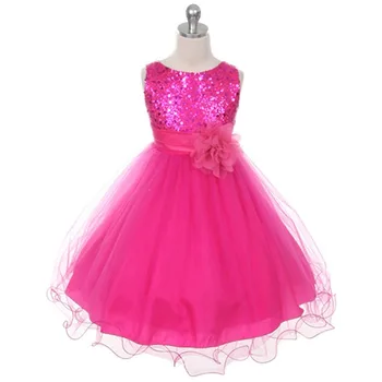 

Girls Dress Upper Body Sequins Mesh Dress Princess hua tong qun Girls Plaid Dress
