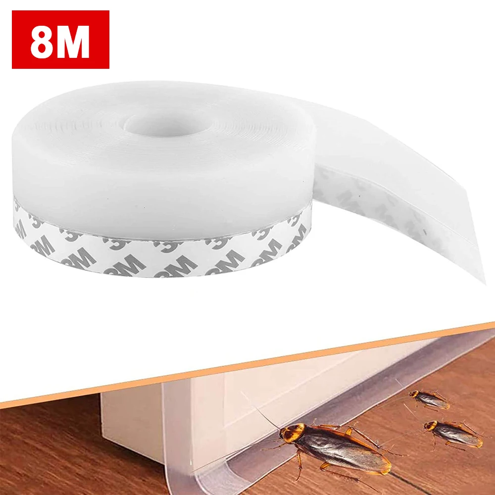 Joint d'étanchéité en silicone blanc de 8 m pour portes et fenêtres, bande d 'étanchéité en silicone en forme de D, autocollante, anti-collision et  insonorisante : : Bricolage