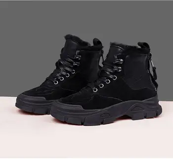 

2020 women's leather nubuck leather with blended wool sneakers