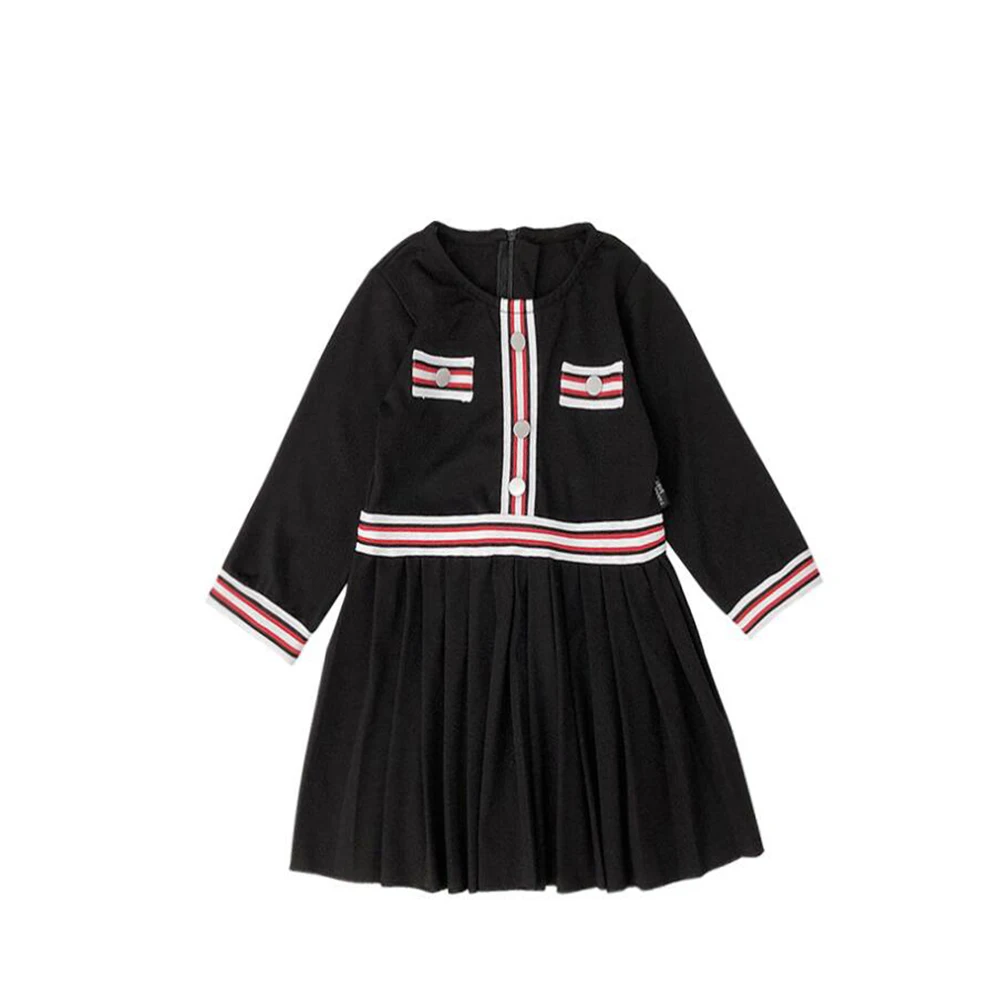 Autumn Girl Dress Cotton Long Sleeve Children Dresses Famous Brand Designer Kids Striped Dresses for Girls Fashion Dress