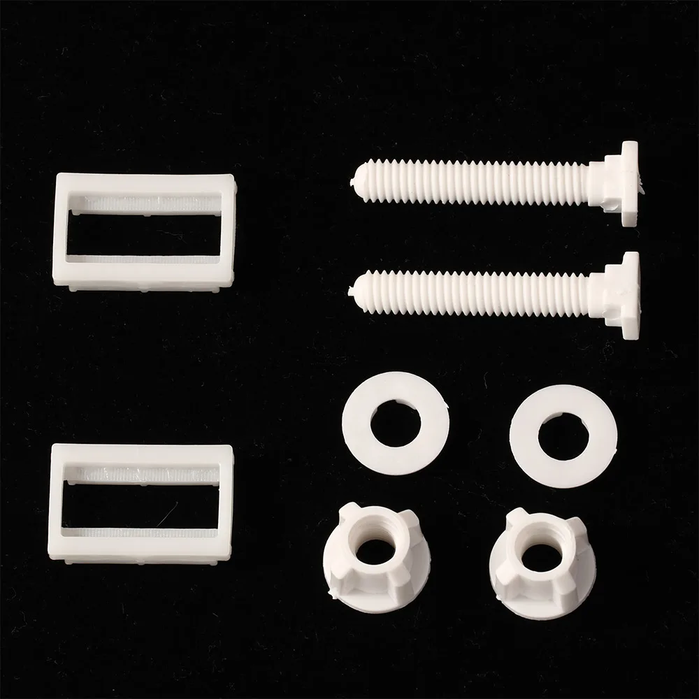 Screw Bolt Nut Set Screw Washer Nut Kit 2Pcs Plastic Toilet Seat Hinge Bolt + Fitting Screws + Nuts Washers Kit For Home Bathroom Accessories 6.3*4*2.5cm