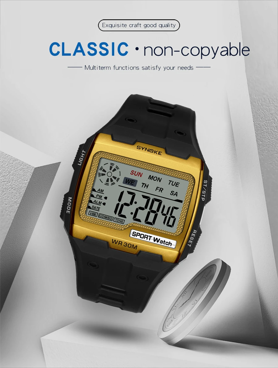 Men's Digital Watch Men Sports Wristwatch LED Dual Time Pedometer Alarm Clock 50M Waterproof Military Watches Relogios Masculino