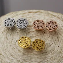 Модные титановые стальные изысканные полые матовые серьги с камелиями для женщин вечерние ювелирные изделия подарок