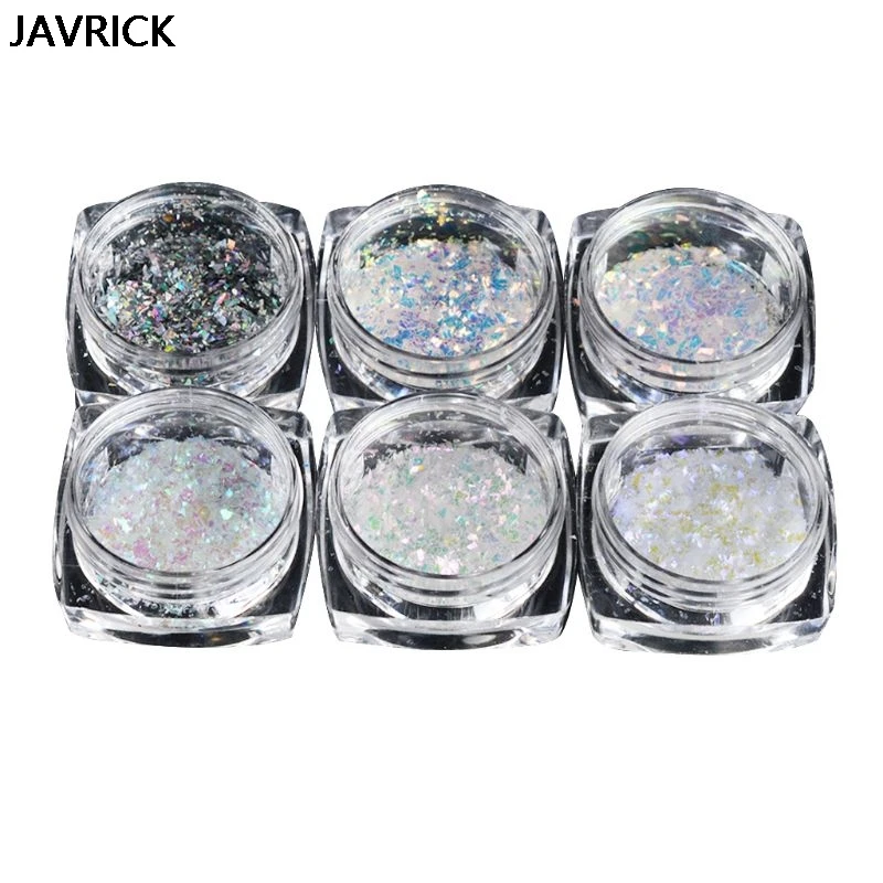 

6 Pcs/set Epoxy Filler Nail Dressing Powder Bright Color Brocade Gold Foil Plating Glitter DIY Nails Beauty Sequins