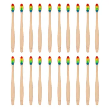 

Natural Bamboo Toothbrush Made with Rainbow Nylon Infused Bristles (20 Counts)