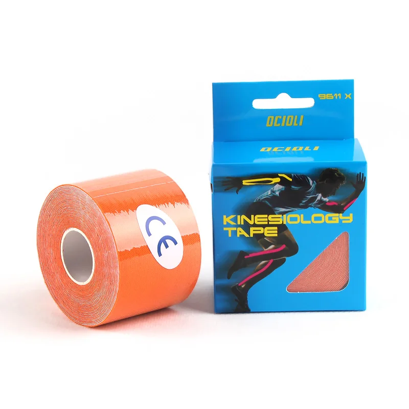 10 рулонов 5 см* 5 м Спортивная эластичная самоклеящаяся повязка с внутримышечным эффектом патч медицинская хлопковая лента для мускулов - Цвет: Orange