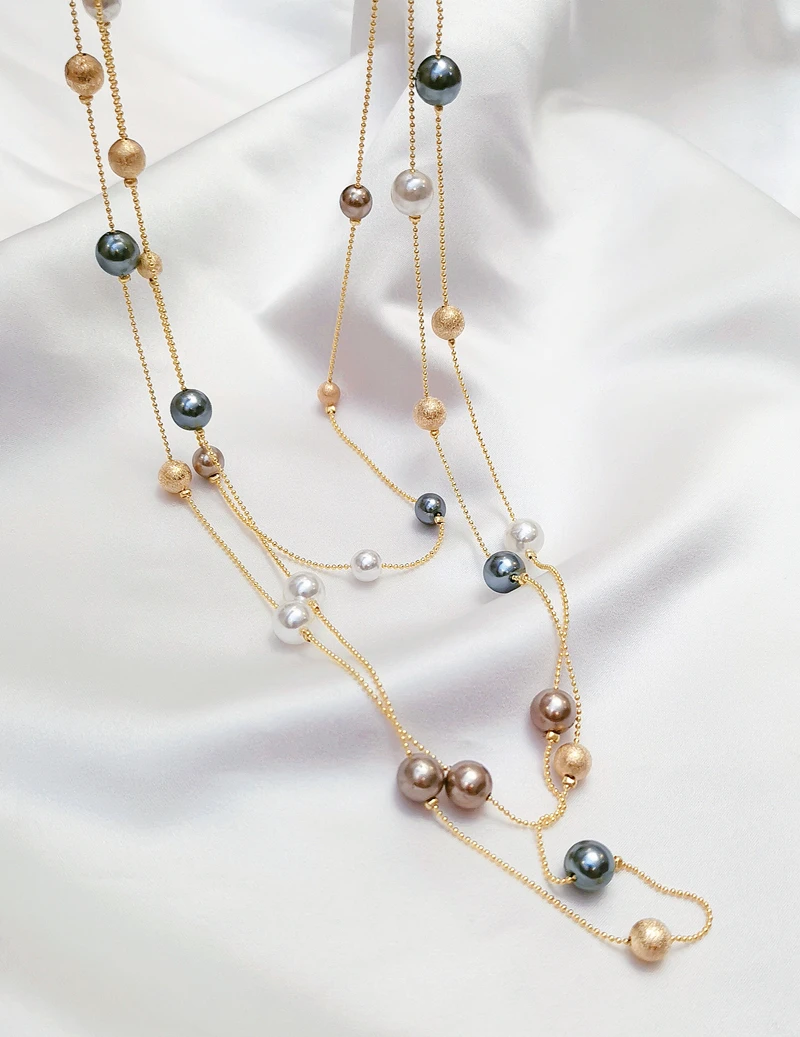 Fashion Handmade Simulatedpearls Beads Chain Necklace For Women Charm