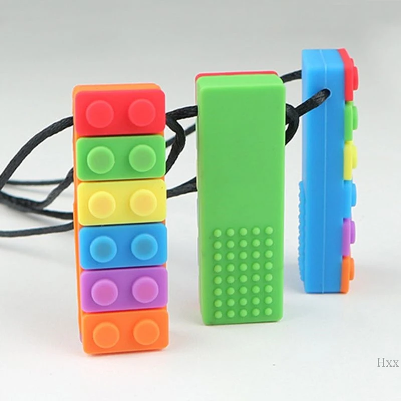 Cute Newborn Teether Kids Baby Silicone Sensory Chew Biting Toy Necklace