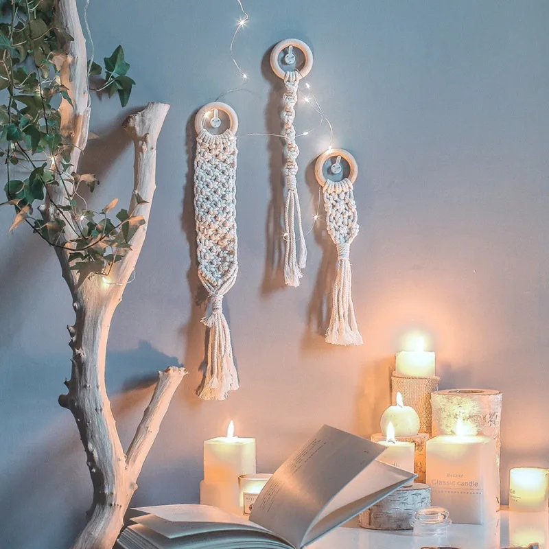 

Handmade Woven Macrame Wall Hanging Tapestry Decorative Blanket Wedding Background Wall Decoration Home Living Room Decor Hot
