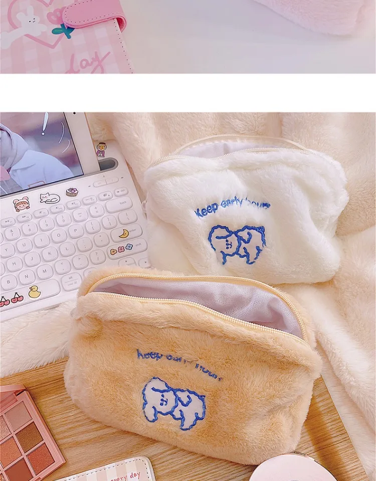 Cute Plush Cloud Pencil Case Girl Cartoon Cosmetic Bag Student Storage Bag Coin Purse Pencil Case Office Pencil Case