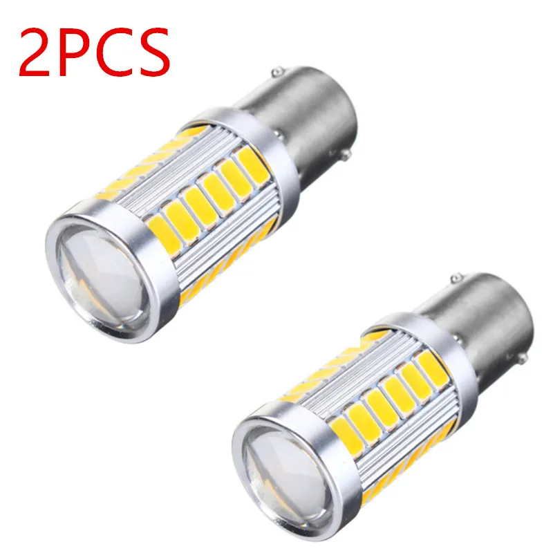 2PCS DC 12V 1156 BAU15S PY21W Yellow LED Bulbs 33 5730 SMD Side Marker Reverse Backup Light Dome Brake Tail Lamp | Лампы и освещение