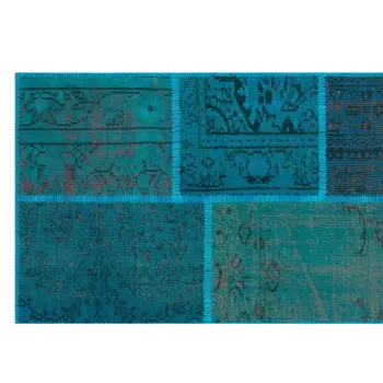 

Handmade Turquoise Vintage Overdyed Patchwork Area Rug 160x230 Cm-5'3''X7'7''
