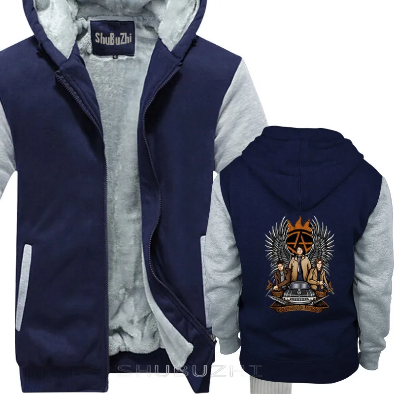 navy grey Сверхъестественное теплое пальто wincharters Wayword Sons Толстовка зима осень брендовый пуловер для мужчин хлопок мужской верх sbz5408 - Цвет: navy grey