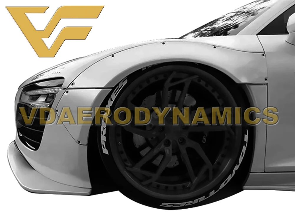 Подходит для 12-15 Audi R8 V8 V10 VAD-LB стекловолокно Widebody полный комплект кузова крыло вспышки спойлер передний губы задний диффузор