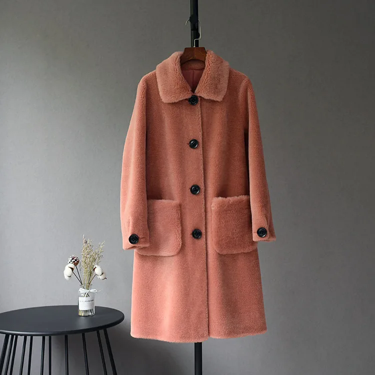 OFTBUY длинная парка зимняя куртка Женское пальто из натурального меха тканая шерсть плюшевый флис медведь плюшевая верхняя одежда Повседневный карман