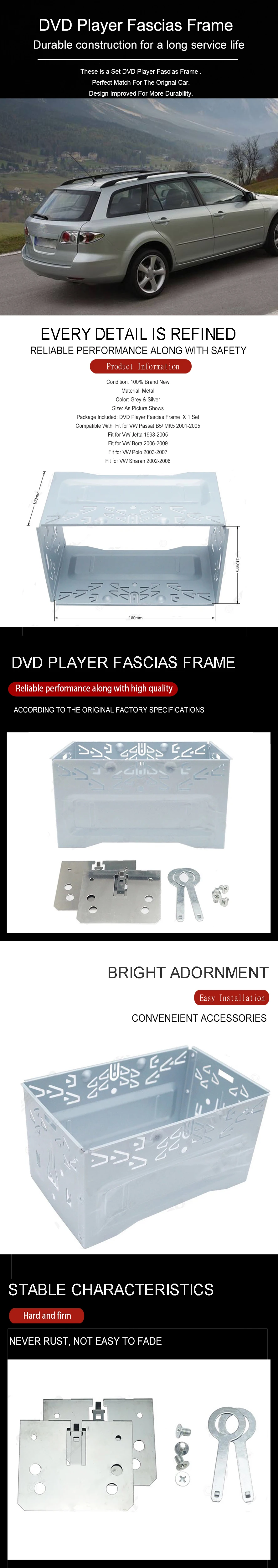 Wooeight 2 Din фитинг рамка чехол Комплект двойной Дин радио головная рамка DVD плеер Fascias чехол подходит для VW Jetta Bora Polo Passat