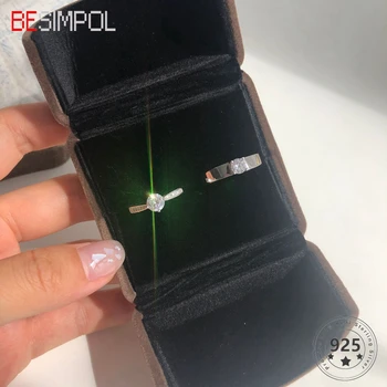 

Besimpol You Are My Only 925 Silver Couple Rings Minimalist Adjustable Zircon Ring For Women Romantic Wedding Jewelry Gifts