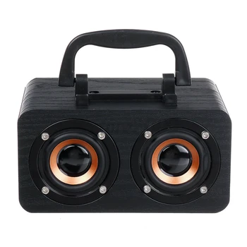 

USB FM Radio Battery Powered Home HD Sound Stereo Bass Music Wireless Bluetooth Portable Speaker Party Travel Desktop Wooden