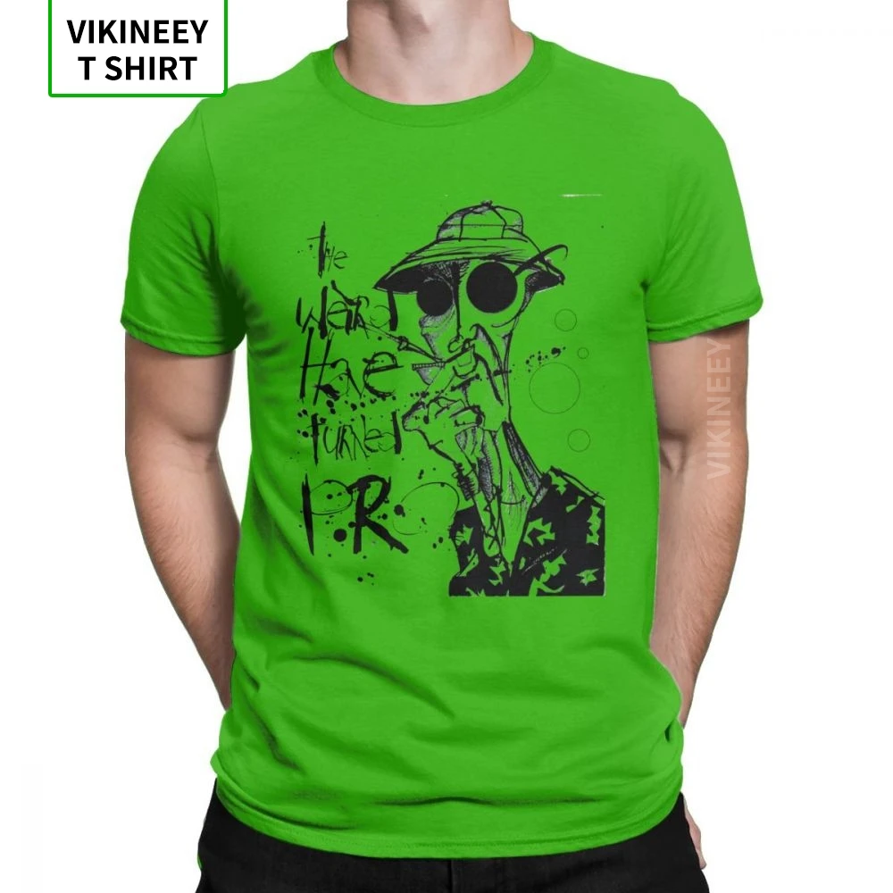 The Weird Have Turned Pro Fear And Loathing In Las Vegas, футболки для мужчин, хлопковая футболка с коротким рукавом, летние топы - Цвет: Зеленый