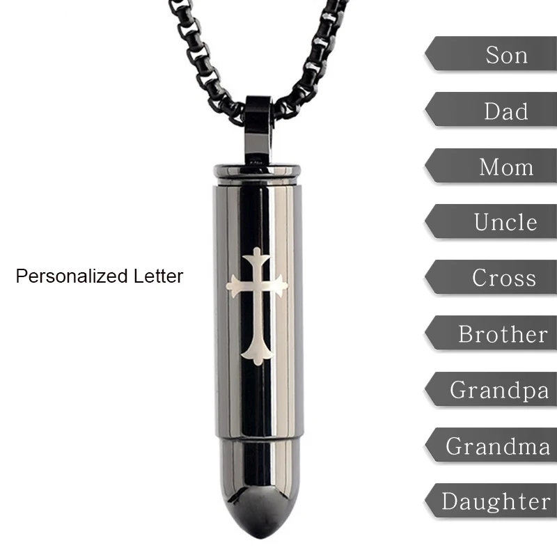 Memorial Ash Urn Pendant Cremation Jewellery Brother Bullet Engraving 