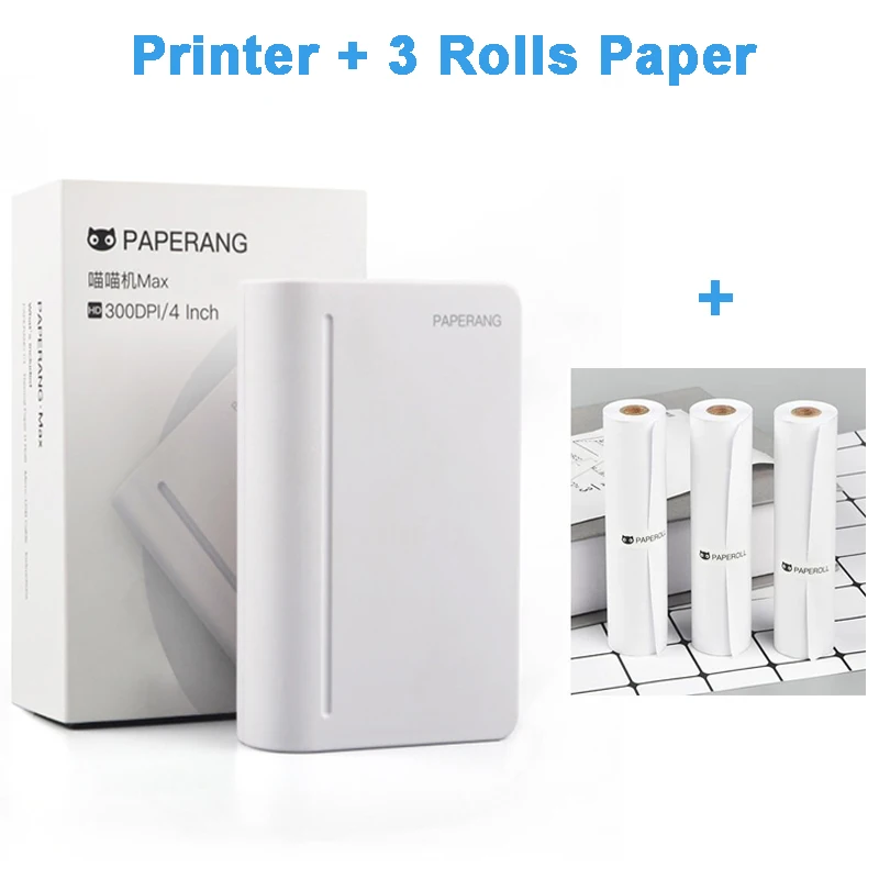 Printer A 3 Paper Paperang MAX 112 мм портативный термальный Bluetooth принтер мини фото фотографии принтер для мобильного телефона карманная машина - Цвет: Printer A 3 Paper