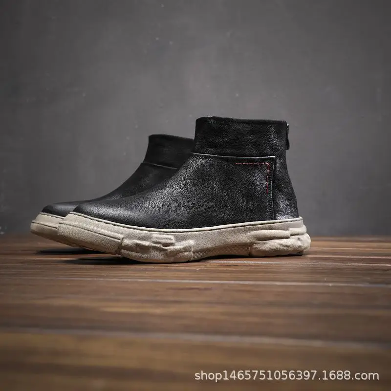 

2019 New Style Men Fashion Casual Comfortable Trend Cowhide Short Boots