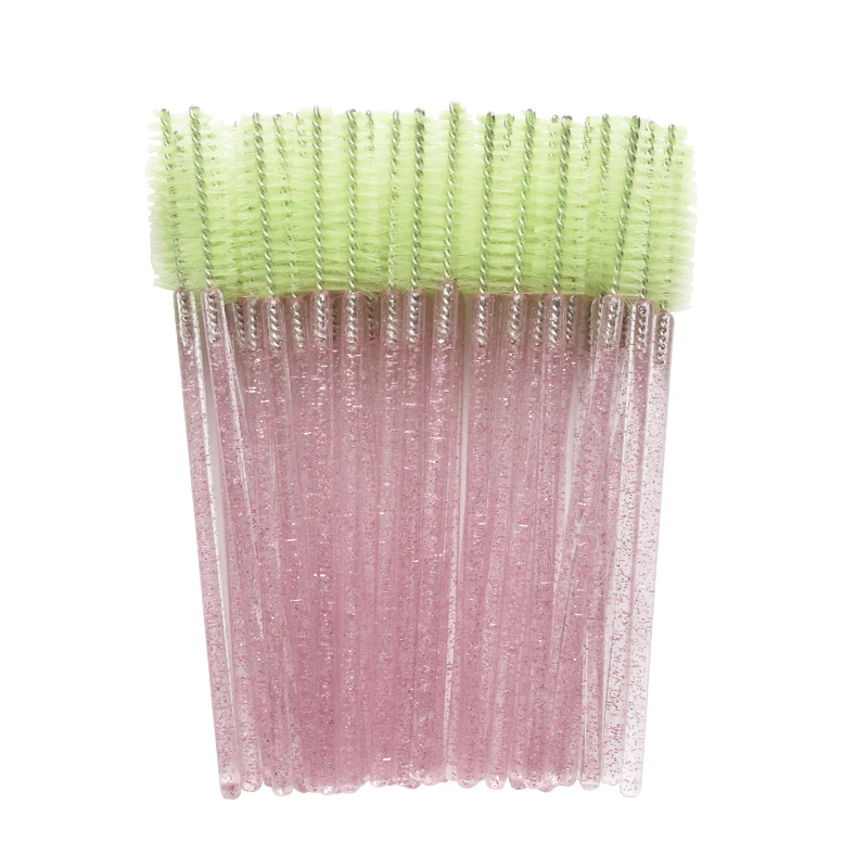 sh-br-pink-green 1/50 шт Блестящий одноразовый аппликатор для ресниц, палочки для завивки ресниц, набор кистей для туши для бровей, ложки для бровей-расческа, палочки, кисти для завивки - Handle Color: sh-br-pink-green