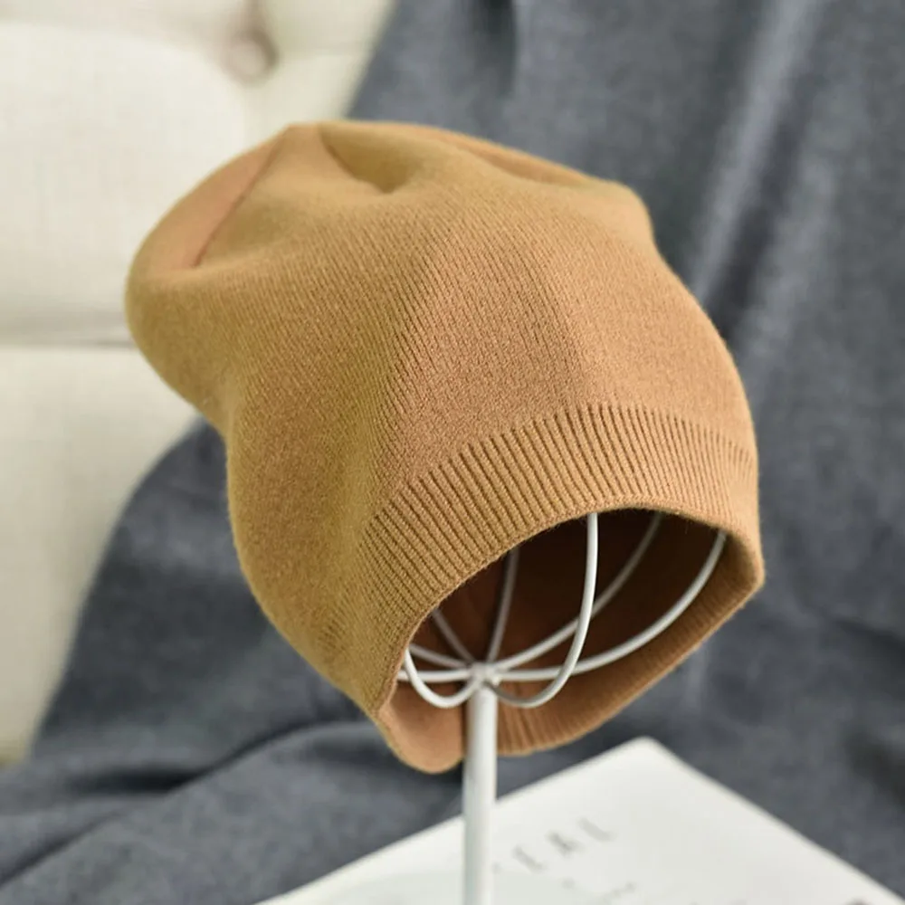 Женская модная шапка из натуральной шерсти, одноцветная, хлопковая, повседневная, зимняя, для путешествий, для катания на лыжах, простая, унисекс, вязаные шапочки, теплая шапка, новинка