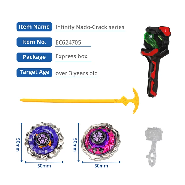 Infinity Nado 3 Crack Series Transforming Metal Nado 2 In1 Split Gyro Battle Spinning Top  With Launcher Kids Anime Beyblade Toy 6