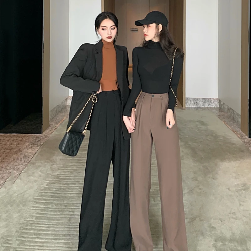 Ulzzang весна осень зима брендовые корейские модные повседневные Капри прямого кроя женская одежда ulzzang свободные длинные штаны черные