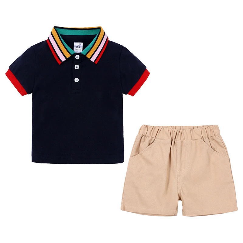 2pcs Kids Baby Boys Short Sleeve Star T-Shirt+Shorts Cotton Beach Clothes Sets