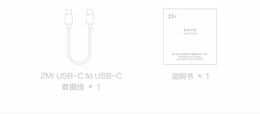 Xiaomi Mijia ZMI USB Charger 65W Fast Charge 3 Port Edition Power High Power Adapter Desktop for Room Bedroom Office Travel