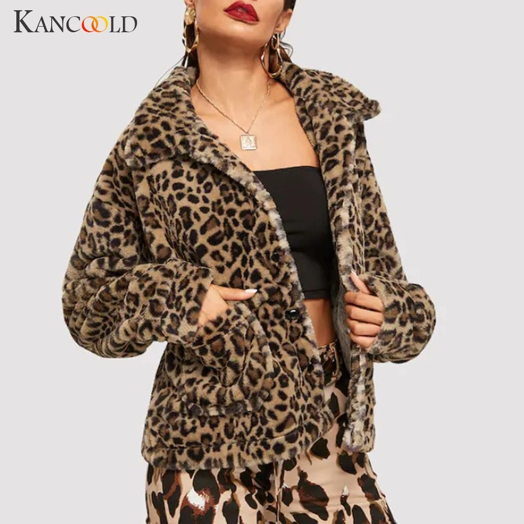

KANCOOLD coats Autumn And Winter Leopard Print Short Windbreaker Lamb Coat Loose Fashion new coats and jackets women 2019AUG23
