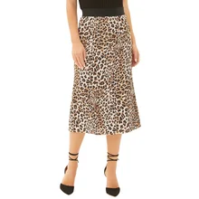 Женская леопардовая юбка с высокой талией, эластичная резинка на талии, до середины икры, элегантный сексуальный прямой подъюбник, деловые вечерние офисные юбки falda