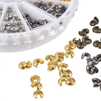 

590Pcs Mixed Colors Iron Crimp Beads Covers Nickel Free for DIY Jewelry Making