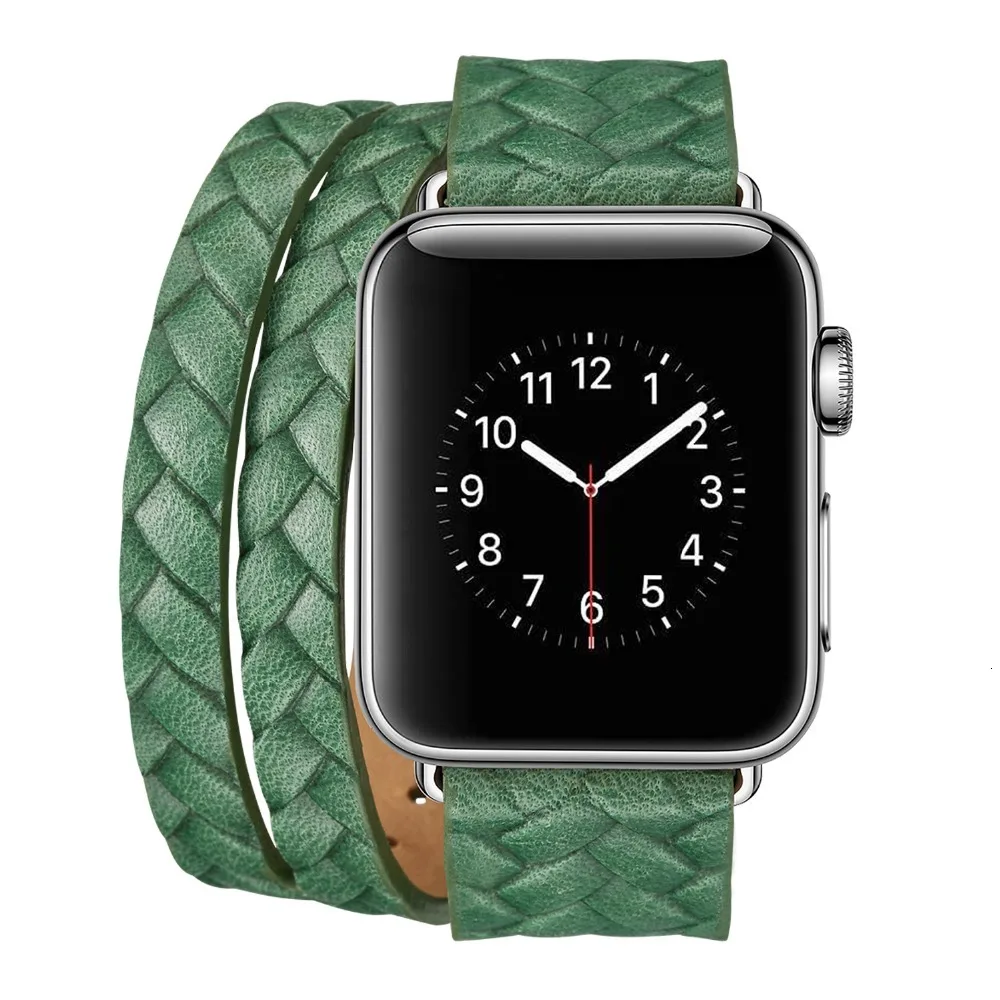 Кожаный ремешок для наручных часов Apple Watch 1/2/3, 42 мм, 38 мм, версия двойной круг Классический Радуга ремешок для смарт-часов с модной ременной аксессуары