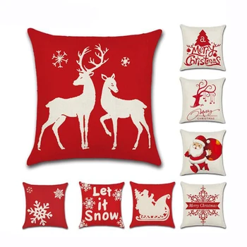 

Decorative Christmas Cushion Cover Red Home Decor Sofa Pillow Case Cover Seat Car Throw Pillowcase Christmas Decoration For Home