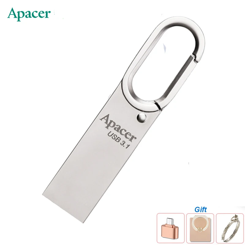 Apacer USB 3 1 USB2.0 металлический водонепроницаемый Флешка 32 ГБ 16 Ключ крючок Usb
